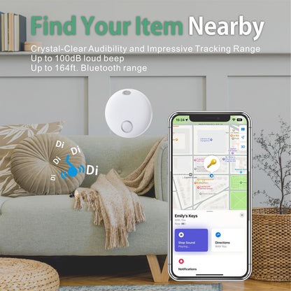 Reyke Smart Tag, Bluetooth Luggage Tracker, Works with Apple Find My (iOS Only), Item Locator for Key, Luggage, Backpack, Wallet, IP67 Waterproof, 4 Pack White