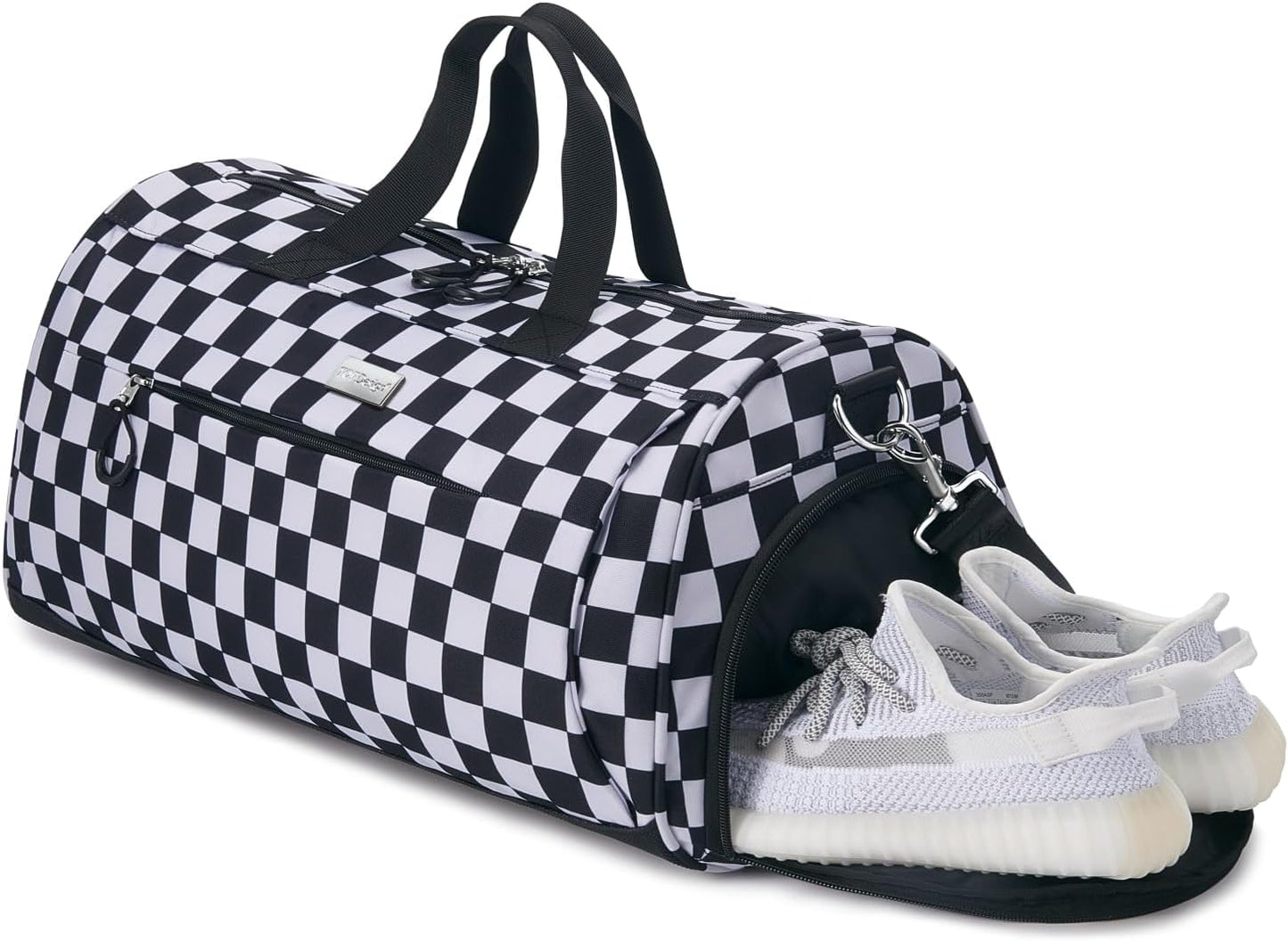 TOPDesign Gym Bag for Women & Men, Unisex Duffel Bag with Shoe Compartment & Wet Pocket for Travel Sports Gym (M Checkerboard)