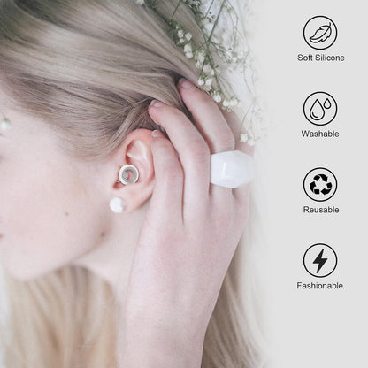 Ear Plugs for Sleeping Noise Cancelling 2 Sets, Reusable Earplugs Hearing Protection 30dB, Soft Silicone Ear Plugs for Concerts, Party, Focus - 8 Pairs Ear Tips in XS/S/M/L - White