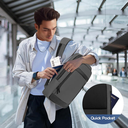 Business Backpack for Men Lightweight Commute Laptop Backpack Anti-Theft Water Resistant Backpack for 17.3 Inch Computer for Daily Office Work with Small Bag (Grey)