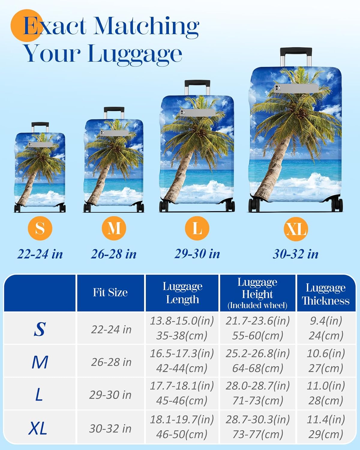 Slohif Luggage Cover for Suitcase Tsa Approved Protector - Luggage Sleeve Large Suit Case Cover Travel Stretch Baggage Case Protective Washable Fit 18-20 Inch Hawaii XS