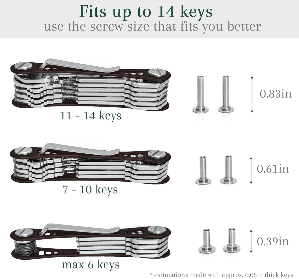 EM Premium Products Compact Key Holder - Pocket Key Organizer - 14 Keys Key Bar