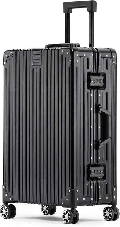 Metal All Aluminum Carry-on Luggage TSA Customs Lock Zipperless Silent Rotary by XZSP+AISU