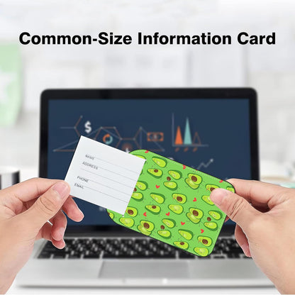 2 Pack PU Luggage Tags for Suitcase, Avocado Suitcase Tag Leather ID Label Bag Tags with Privacy Cover and Metal Loop for Men Women Travel Bag