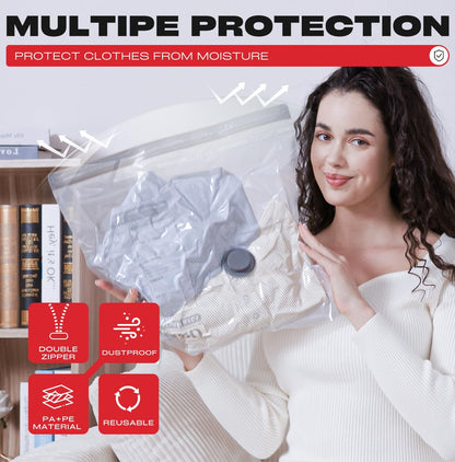 Travel Vacuum Storage Bags with Rechargeable USB Pump, 12 Pack Carry-On Size Compression Packing Bags for Luggage and Suitcase, Space Saver for Clothes and Clothing Travel
