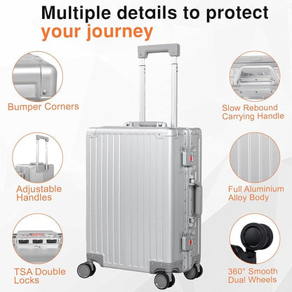 All Aluminum Carry On Luggage 22x14x9 Airline Approved，Hard Shell Carry On - Image 3