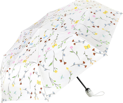 Cuby UV Sun Umbrella Compact Folding Umbrella lightweight Portable Manual Travel Umbrella for Rainproof & 99% UV Protection with Black Anti-UV Coating