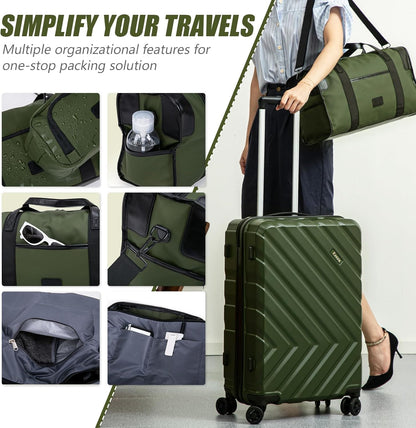Luggage Sets 5 Piece, Suitcases with Wheels, ABS Hard Case Luggage with TSA Lock Spinner Wheels, Carry On Luggage Set(5 Piece Sets (20"/24"/28"/DB/TB))