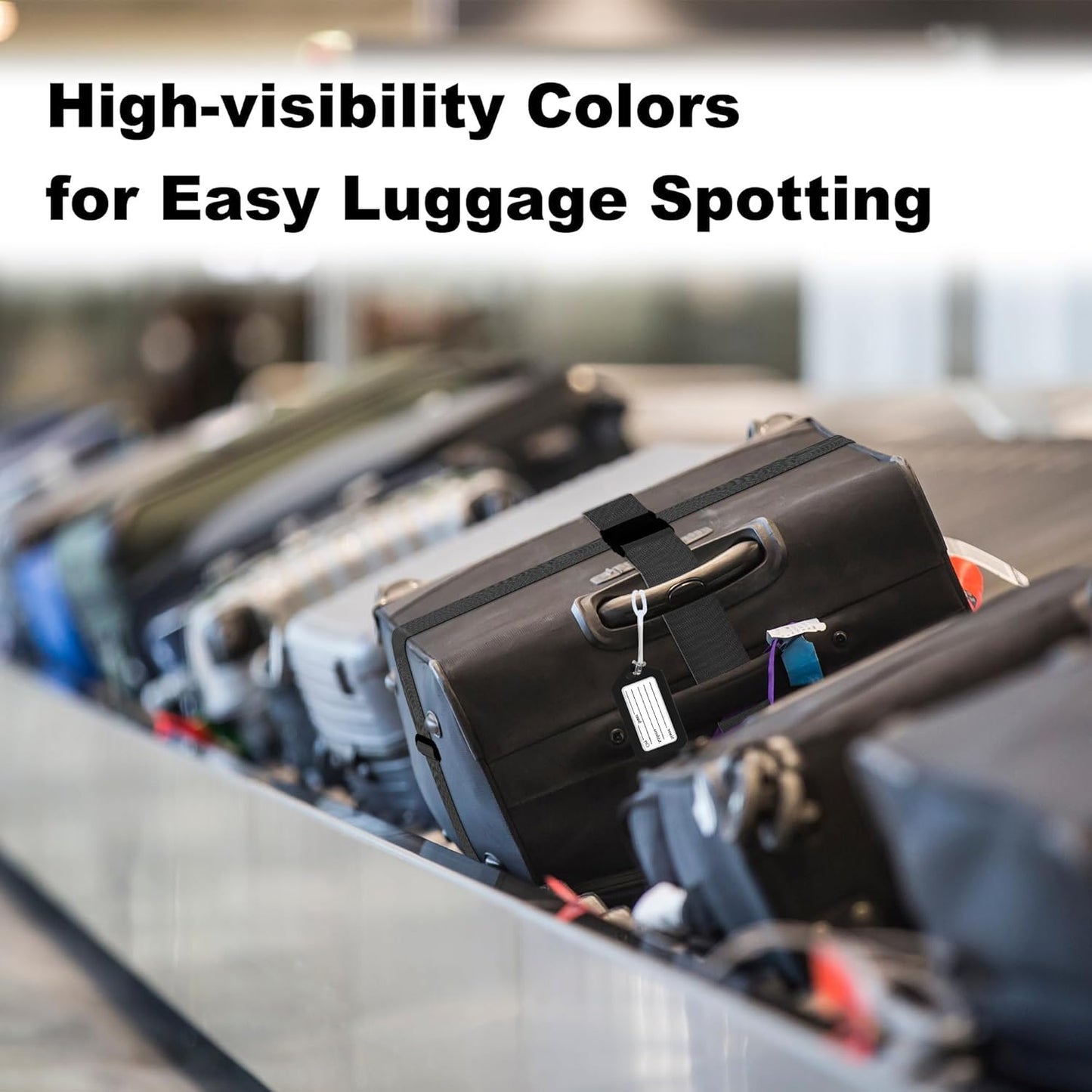 8 Pack Luggage Straps and Tags Set (4 Straps, 4 Tags), Luggage Straps for Suitcases TSA Approved Suitcase Belt Luggage Tags, Black