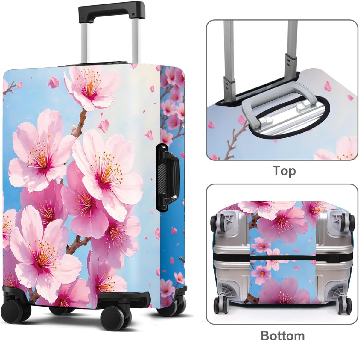 Luggage Cover Washable Suitcase Protector Anti-Scratch,Stretchable Fit for 20-34Inch Luggage Durable Travel Bag Cover with Zipper Closure (Peach blossom, L(fits 28-30Inch suitcase))