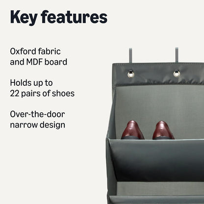 Amazon Basics 8 Tier Over the Door Shoe Organizer, Large, Dark Grey