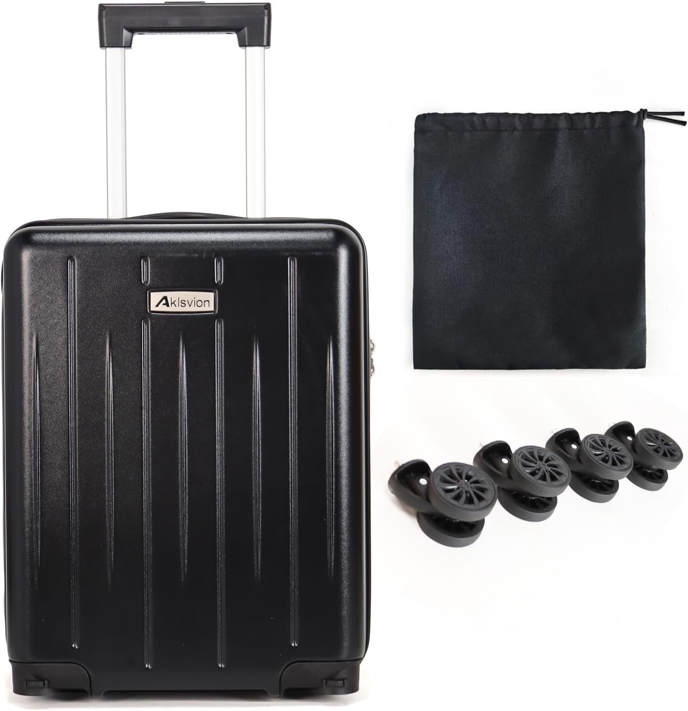 18-inch Carry-on Boarding Luggage: Equipped with Movable Wheels, TSA Approved,Under the Seat, Hard Shell Construction, Lightweight Bag with Essential Accessories (Jet Black)