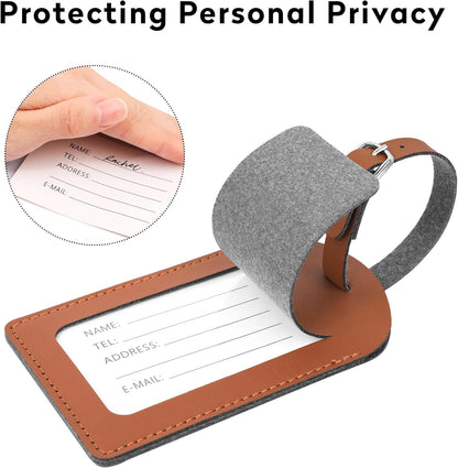 Luggage Tags for Suitcase Travel Bag Labels Privacy Protection Luggage Tag for Baggage PVC Baggage ID Label Tags 2 Pack Yellow+Brown