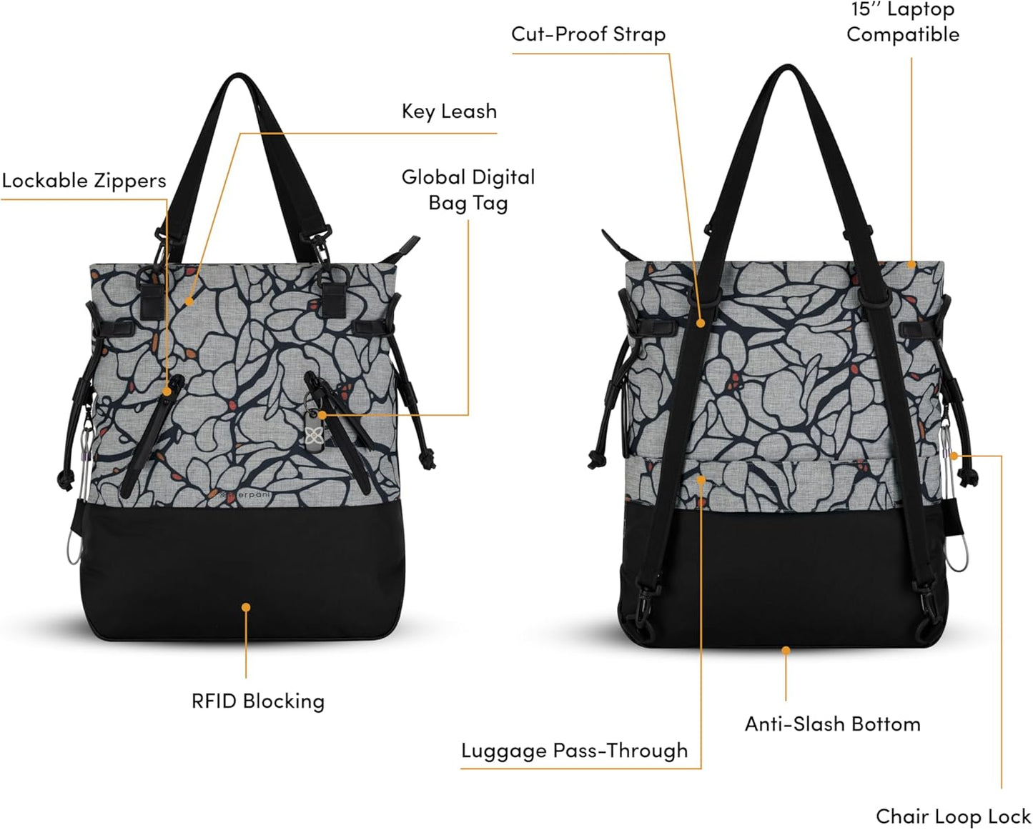 Sherpani Tempest, Anti-Theft Convertible Backpack, Teacher Tote Bag, Travel Backpack for Women, Fits 15 Inch Laptop (No Sleeve) (Sakura)