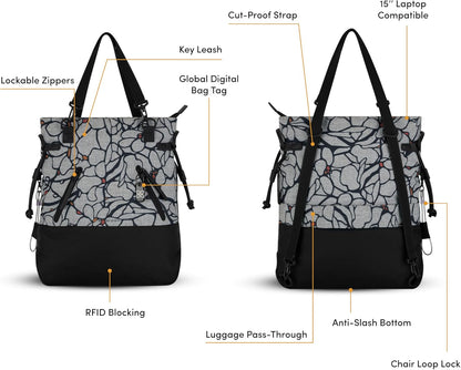 Sherpani Tempest, Anti-Theft Convertible Backpack, Teacher Tote Bag, Travel Backpack for Women, Fits 15 Inch Laptop (No Sleeve) (Sakura)