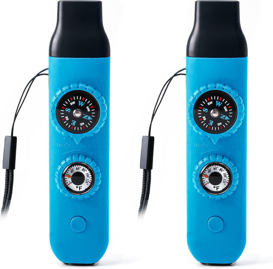 Emergency Survival Safety Whistle，Whistle for Kids with Lanyard,Compass,Thermometer,Ideal for Kayaking, Boating, Hiking, Camping, Climbing