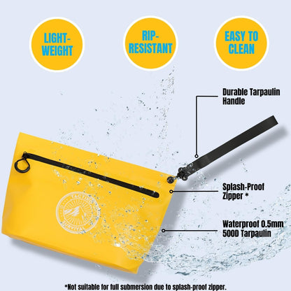 3-Pack Tactiko Heavy-Duty Splash Water Resistant Zipper Pouches - Hold-All Organizers for Dry Bags, Travel Bags (3, Blue/Yellow/Black)