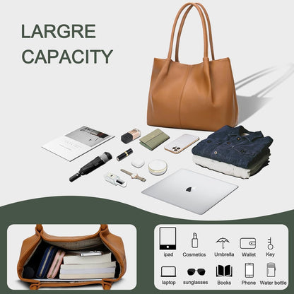 KKXIU Tote Bag for Women Vegan Leather Shoulder Purse Large Capacity Travel Bag