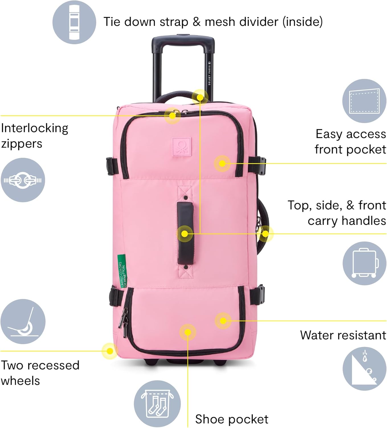 United Colors of Benetton Now Two Wheeled Rolling Duffel Bag