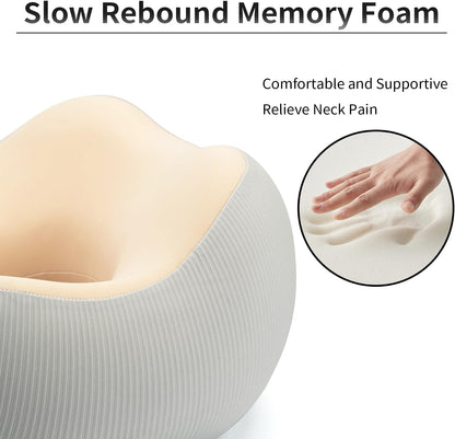 Thickened Travel Neck Pillow for Airplanes for Women, Adjustable Right Amount of Height 360° Support Memory Foam Neck Pillow, Portable Plane Pillow for Sleeping