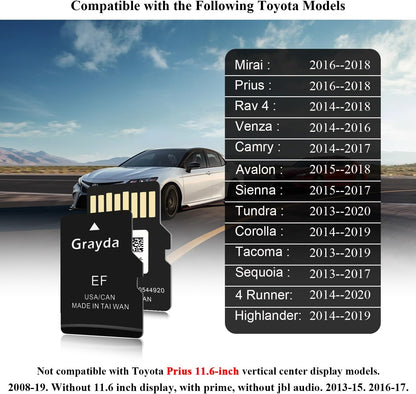 Grayda 2025 Latest Navigation SD Card Map Update 86271-0E077,GPS Map Card Compatible with Toyota Tacoma, Highlander,RAV4,Tundra,Camry,4Runner,Sienna,Avalon,Prius,Venza,Mirai,Corolla|USA/Canada
