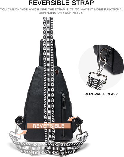 Sling Bag For Women Fanny Pack Crossbody Travel Shoulder Belt Bags Tote Backpack Purse Faux Leather