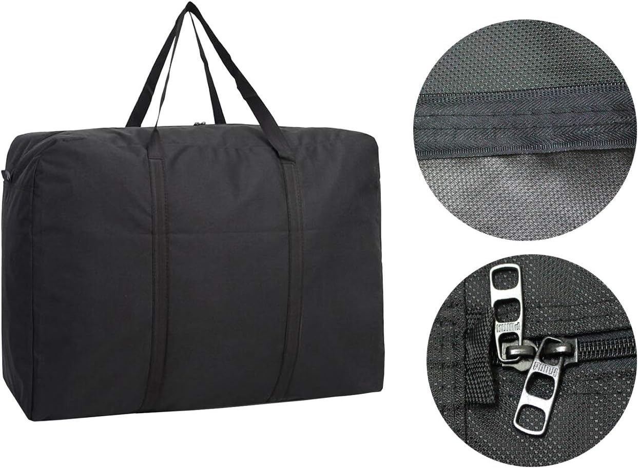 Large Storage Bags, 150L Waterproof Foldable Travel Duffle Bag with Reinforced Handles, Black Heavy Duty Moving Bags, for Bed Organize Clothing, Blanket