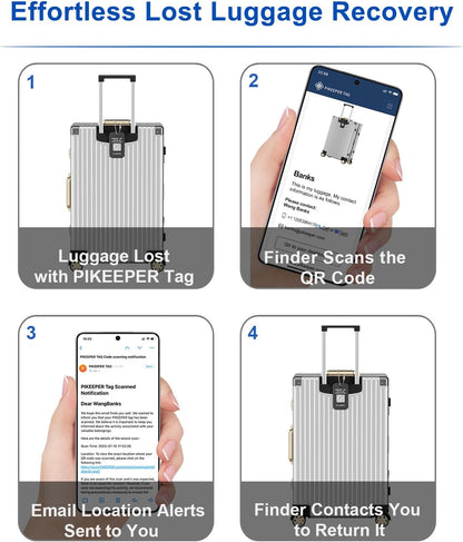 Smart Luggage Tags with QR Code Location Display - Customizable Tags with Privacy Protection for Lost & Found, 4-Pack Waterproof & Durable Travel ID Labels for Suitcases & Backpacks