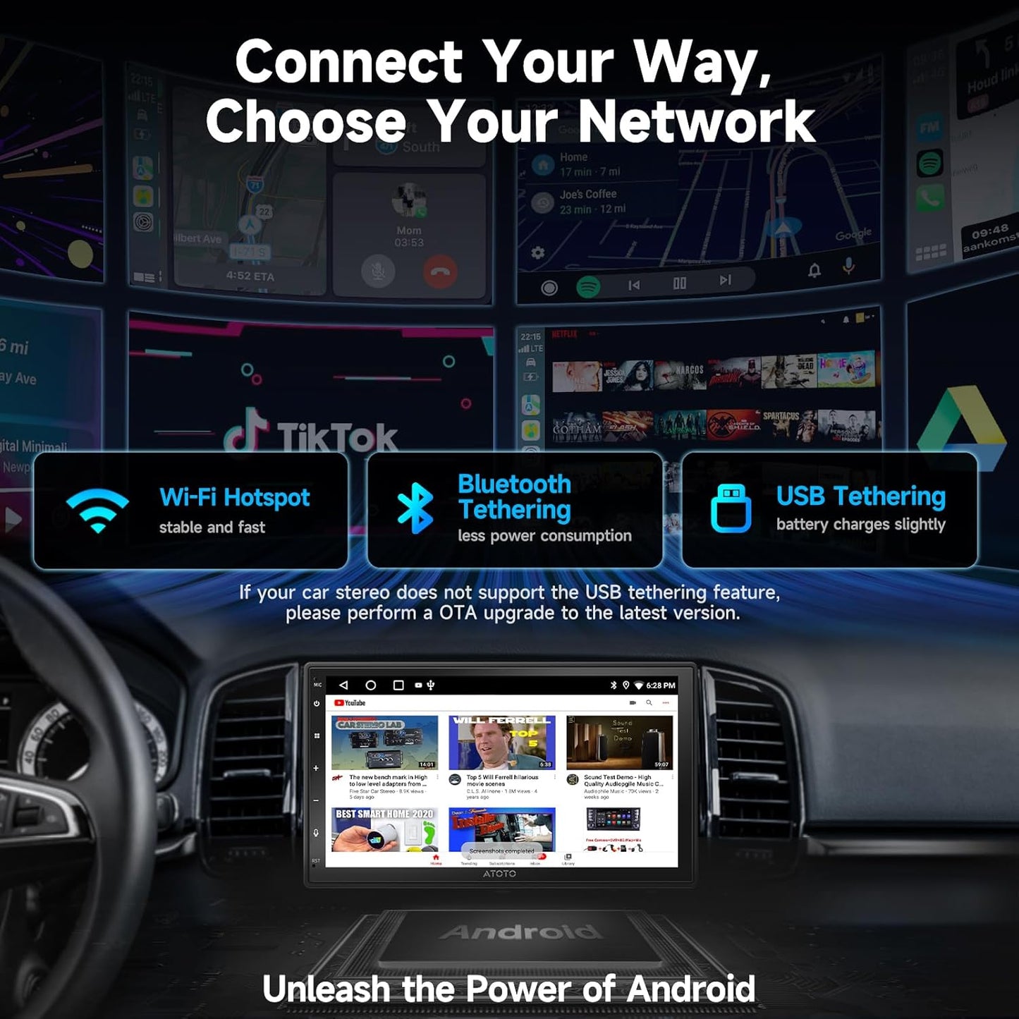 A5L Android Double Din Car Stereo with Backup Camera & DVR Dashcam, 7 Inch Wireless CarPlay Android Auto, AI-Chat, GPS Navigation, Wi-Fi/BT/USB, 24 EQ DSP, 2G+32G