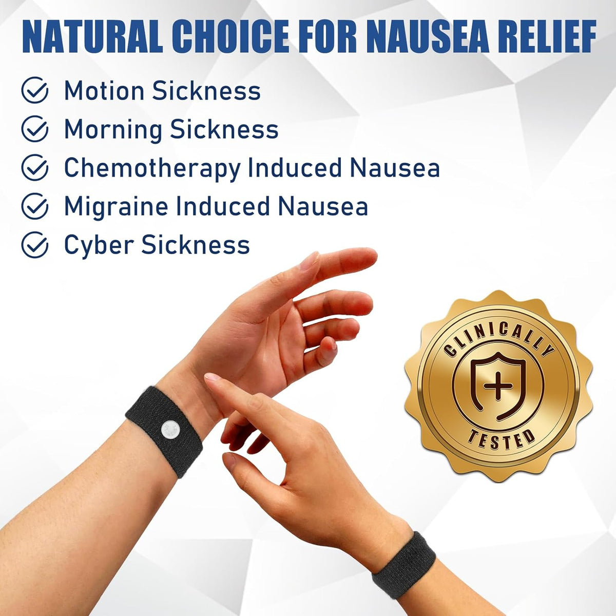 Motion Sickness Bands Anti Nausea Wristband for Adult and Kids Morning Sickness Relief for Pregnant Women Acupressure Nausea Relief for Car, Sea, Air Sickness - 2 Pairs Grey + 3 Pairs Black