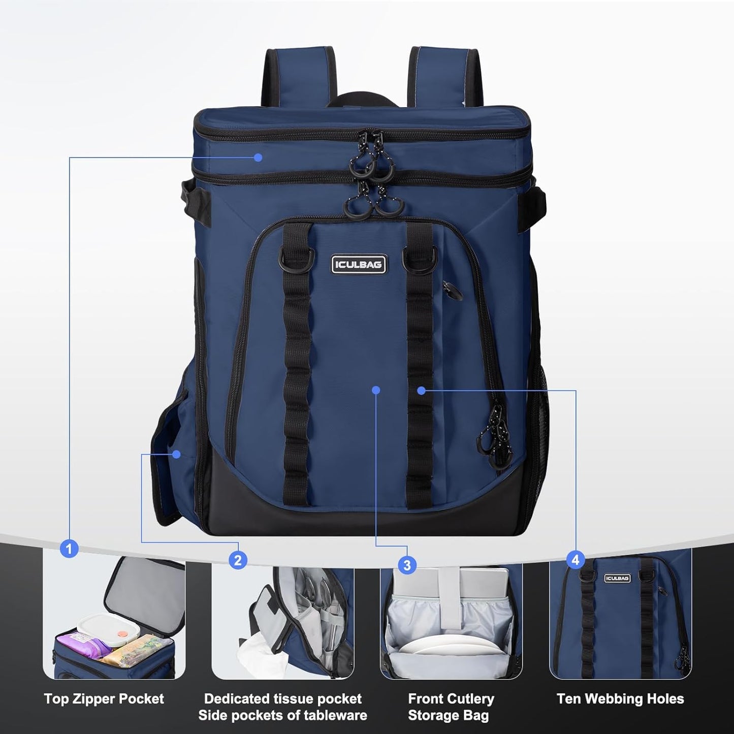 Beach Cooler Backpack for Men 36cans Insulated Backpack Cooler Lunch Bag for Women Camping Hiking Picnic Travel for 18 Hours Cooling 30L