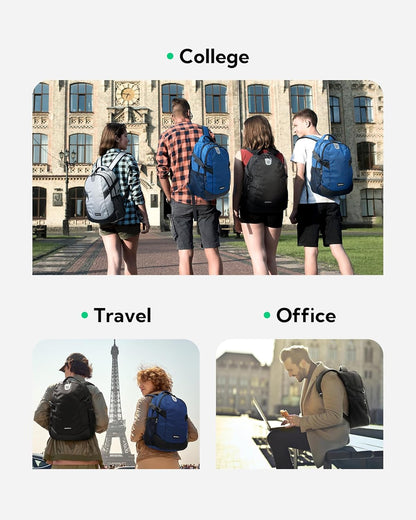 WATERFLY Small Casual Travel Backpack: 20L for Men Women Work Commuter Everyday EDC Daypack Hiking Gym Sport Workout Black