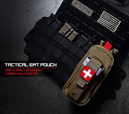 Tourniquet Pouch (Israeli Bandage + Pouch), Portable IFAK Pouch Small Trauma Medical Kit Tactical First Aid Pouch, Emergency EMT for Camping and Hiking (Tan)