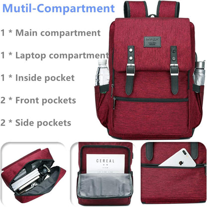 HFSX Vintage Backpack Anti Theft Laptop Backpack Men Women Business Travel Computer Backpack College Bookbag Stylish Water Resistant Vintage Backpack with USB Port Fits 15.6 Inch Laptop