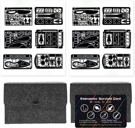 PSKOOK 12 Pcs Survival Multitool Card Emergency Camping Tool EDC Kit in Your Wallet Outdoor Hunting Fishing Hiking Gear