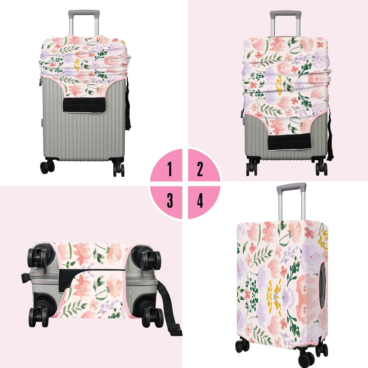 Travel Luggage Cover Suitcase Protector Fits 18-32 Inch Wheel Covers PatternedTravel Related Items Flower Luggage Protector Elastic M
