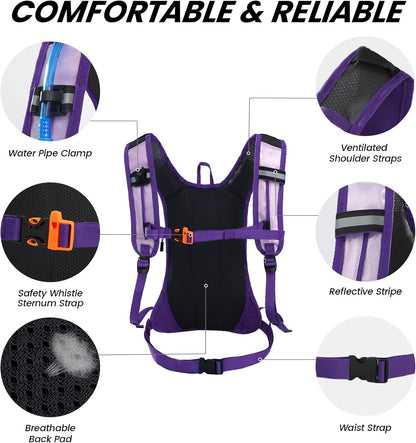 Nepest Hydration Pack Backpack for Women & Men, Lightweight Water Backpack with 2L Water Bladder for Hiking Cycling Running Biking