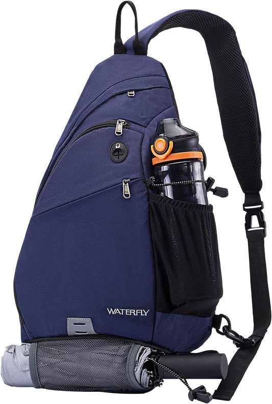 WATERFLY Large Crossbody Sling Bag: Over Shoulder Backpack Daypack Casual Cross Chest Side Pack