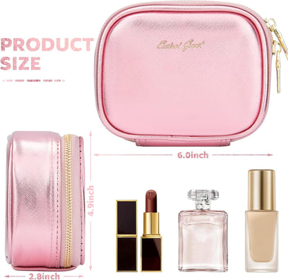 Small Makeup Bag Travel Train Case with Mirror and Light Mini Travel Make up for Women Train Case Cosmetic Organizer 3 Adjustable Brightness Toiletry Bag Portable Artist Storage