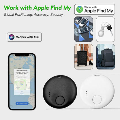 Premium Tracker Tag - Smart Bluetooth Tracker, Works with Apple Find My APP (iOS Only, Not for Android), Smart Tag Keys Finder & Item Locator for Keys, Luggage, Pets & Wallet (2 Pack Black)