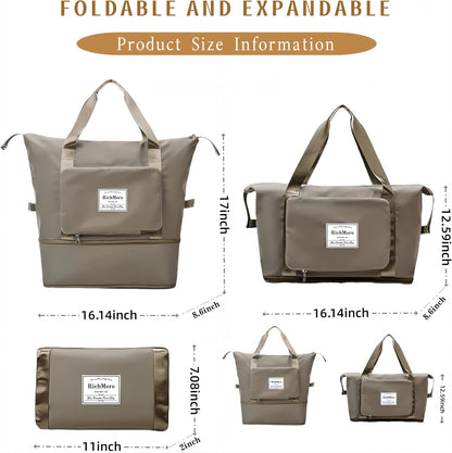 Large Capacity Foldable Travel Bag, Expandable lightweight Carry on Bag, Dry with Wet Separation Spor Duffel Bags