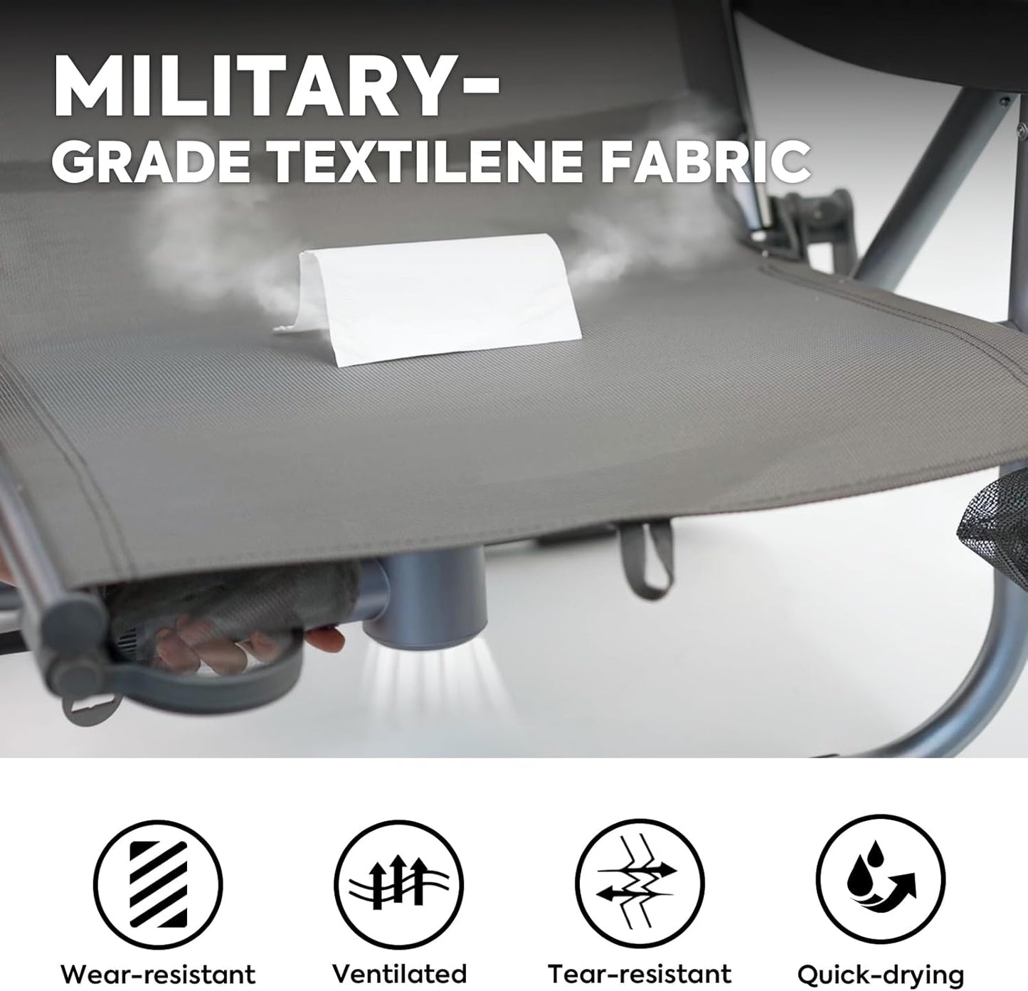 ICECO Backpacking Beach Chairs for Adults, 5 Positions Reclining Chair, Heavy Duty Folding Chairs, Portable Lay Flat Outdoor Chair with Cup Holder for Beach, Camping, Lawn, 350lb Capacity