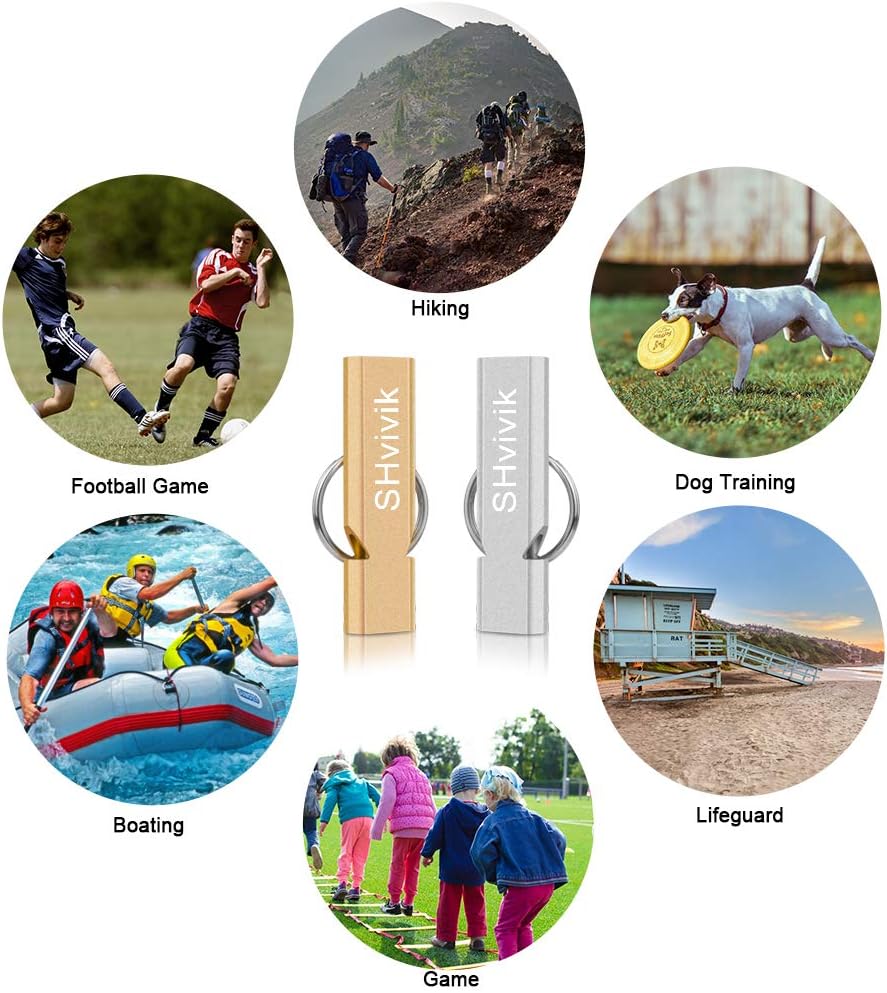 Emergency Whistle, 2PCS Premium Safety Survival Whistles with Lanyard Keychain, High Pitch Double Tubes for Outdoor Hiking Camping Hunting Fishing Boating