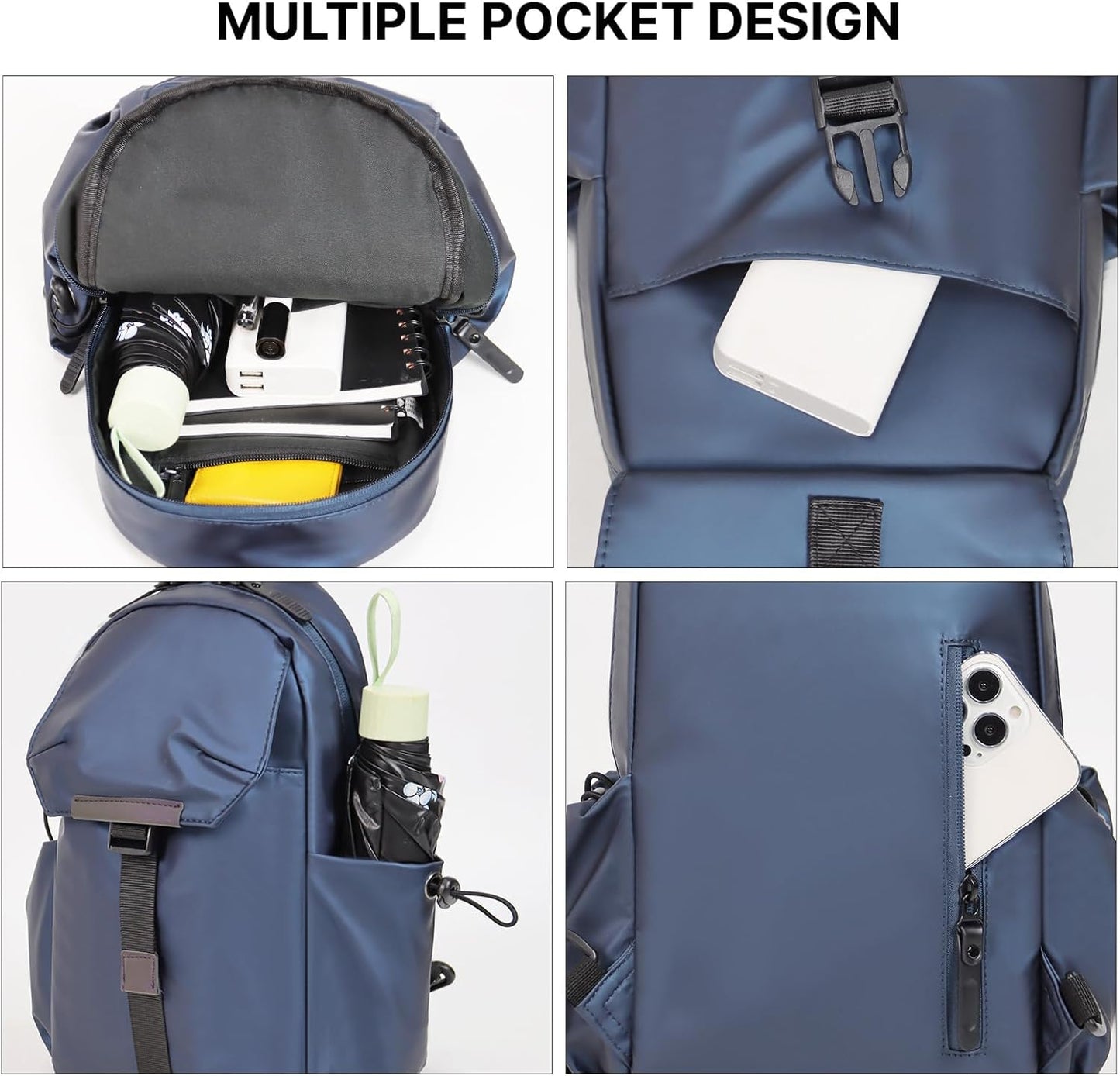 Crossbody Messenger Bag for Women Men Travel Backpack Convertibale Sling Bag Travel Hiking Daypack，Water-Resistant (navy, small)