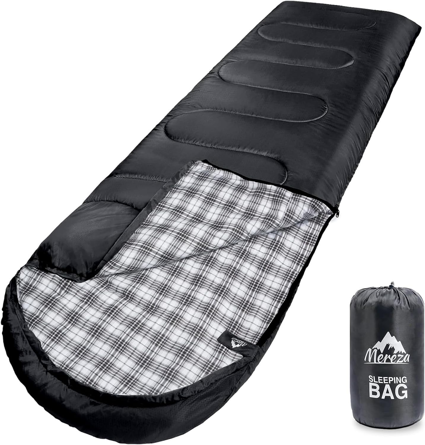 MEREZA Flannel Sleeping Bag for Adults XL, Large Wide Sleeping Bags for Camping Mens Warm Cotton Sleeping Bag 4 Season Warm & Cool Weather