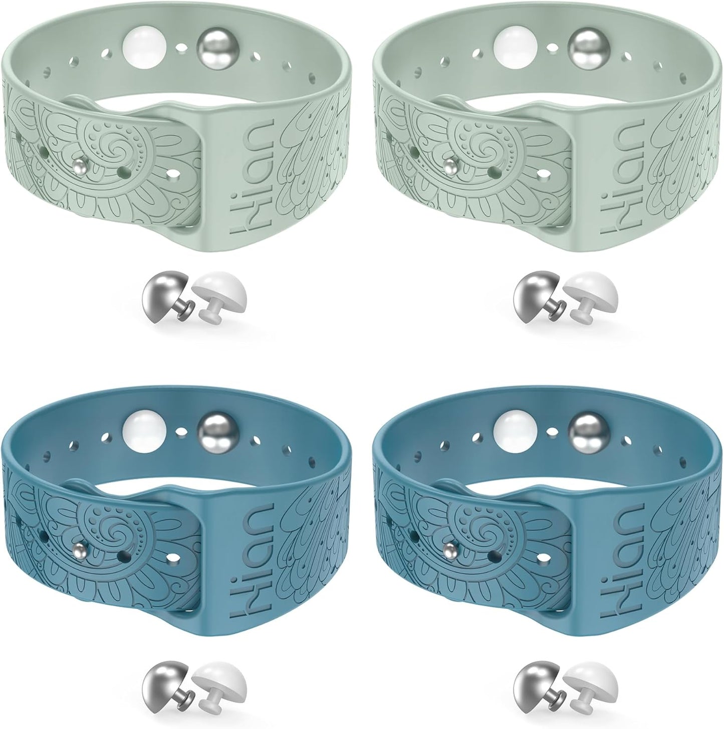 Hion Motion Sickness Bracelets Sea Sickness Wristbands for Motion Sickness/Morning Sickness/Pregnancy Nausea Anti Nausea Wristband Acupressure Nausea Bands Motion Sickness Bands（2Pairs-Bule+Beryl）