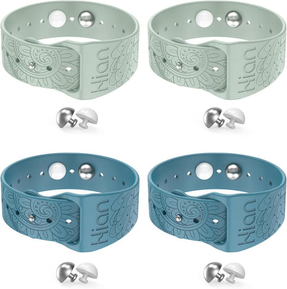 Hion Motion Sickness Bracelets Sea Sickness Wristbands for Motion Sickness/Morning Sickness/Pregnancy Nausea Anti Nausea Wristband Acupressure Nausea Bands Motion Sickness Bands（2Pairs-Bule+Beryl）