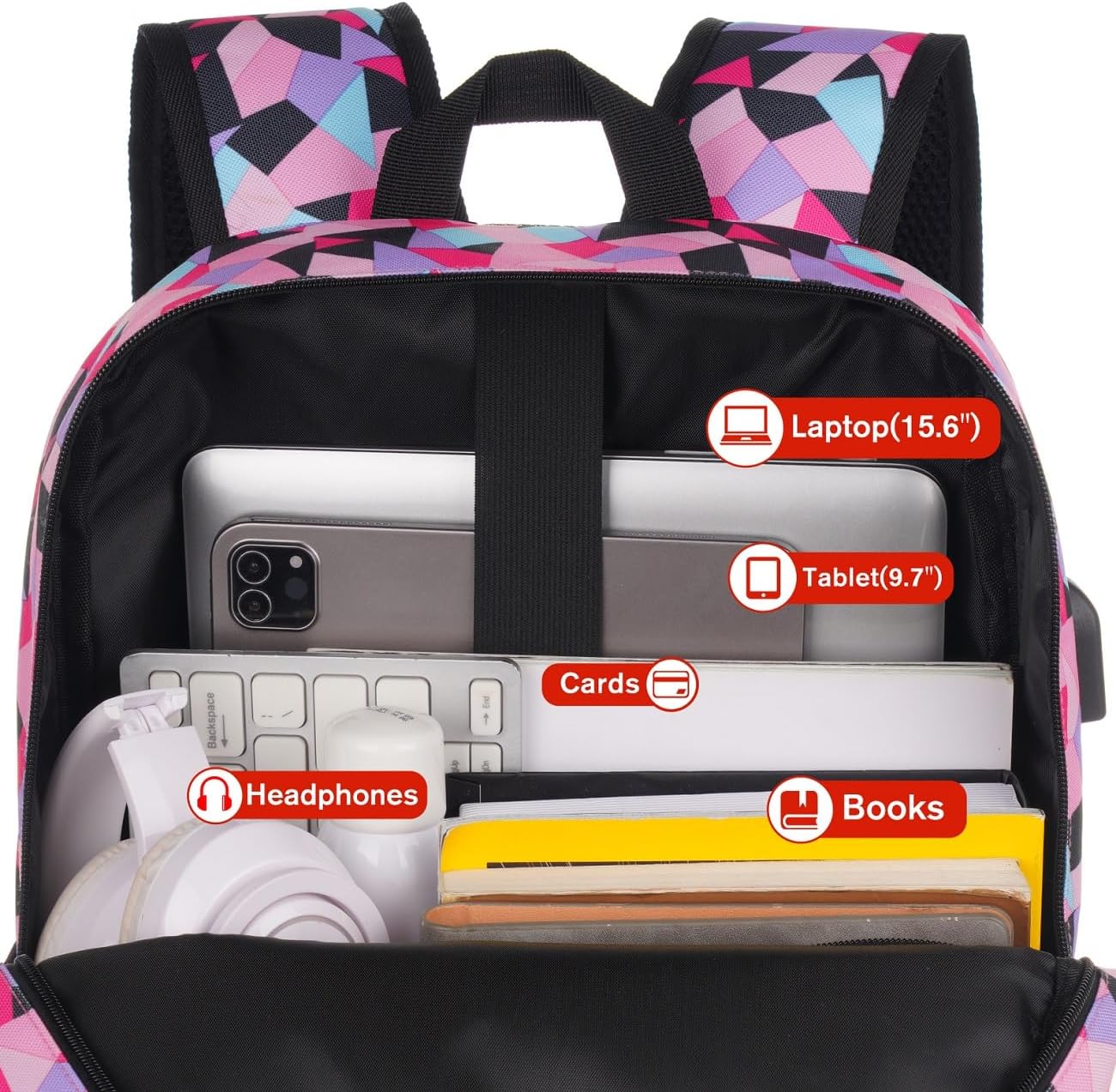 Unisex School Backpack Leaves,Casual Bookbag Adults and Teens Schoolbag with USB Port for High School College Office Work Travel