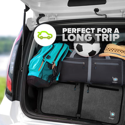 Bago Large Foldable Duffel Bags for Traveling Women & Men - 80L Packable Duffle Bag for Travel with Shoe Compartment - Water Repellant, Heavy Duty, Lightweight Folding & Collapsible (SnowBlack)