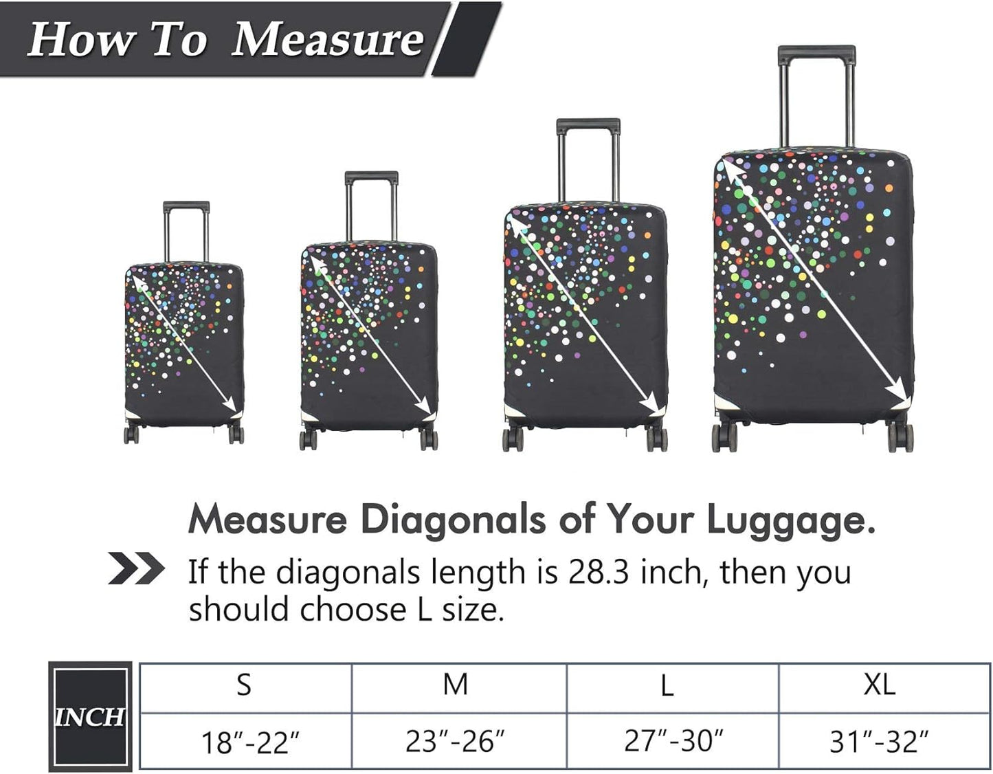 HYPER VENTURE Washable Luggage Cover - Fashion Suitcase Protector Fits 23-26 Inch Luggage (Color Dots, M)